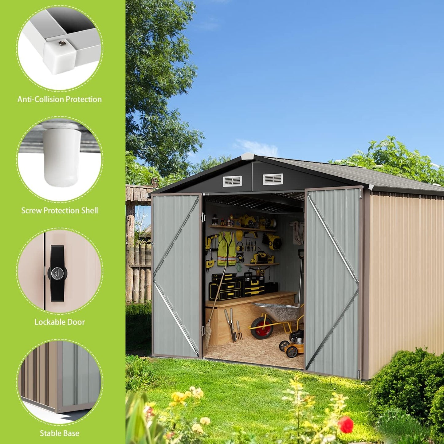 Metal Storage Shed House with Air Vent