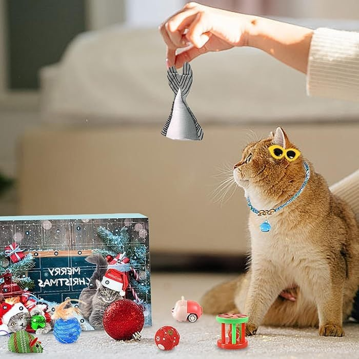 🔥Last 48 hours 70% OFF - 🐱2024 Christmas Countdown Cat Toys Advent Calendar