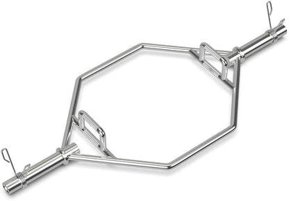 Folding Trap Bar 56 Chrome Finish Hex Weight Lifting Bar Deadlift Bar with Two-Handle