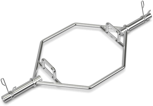 Folding Trap Bar 56 Chrome Finish Hex Weight Lifting Bar Deadlift Bar with Two-Handle