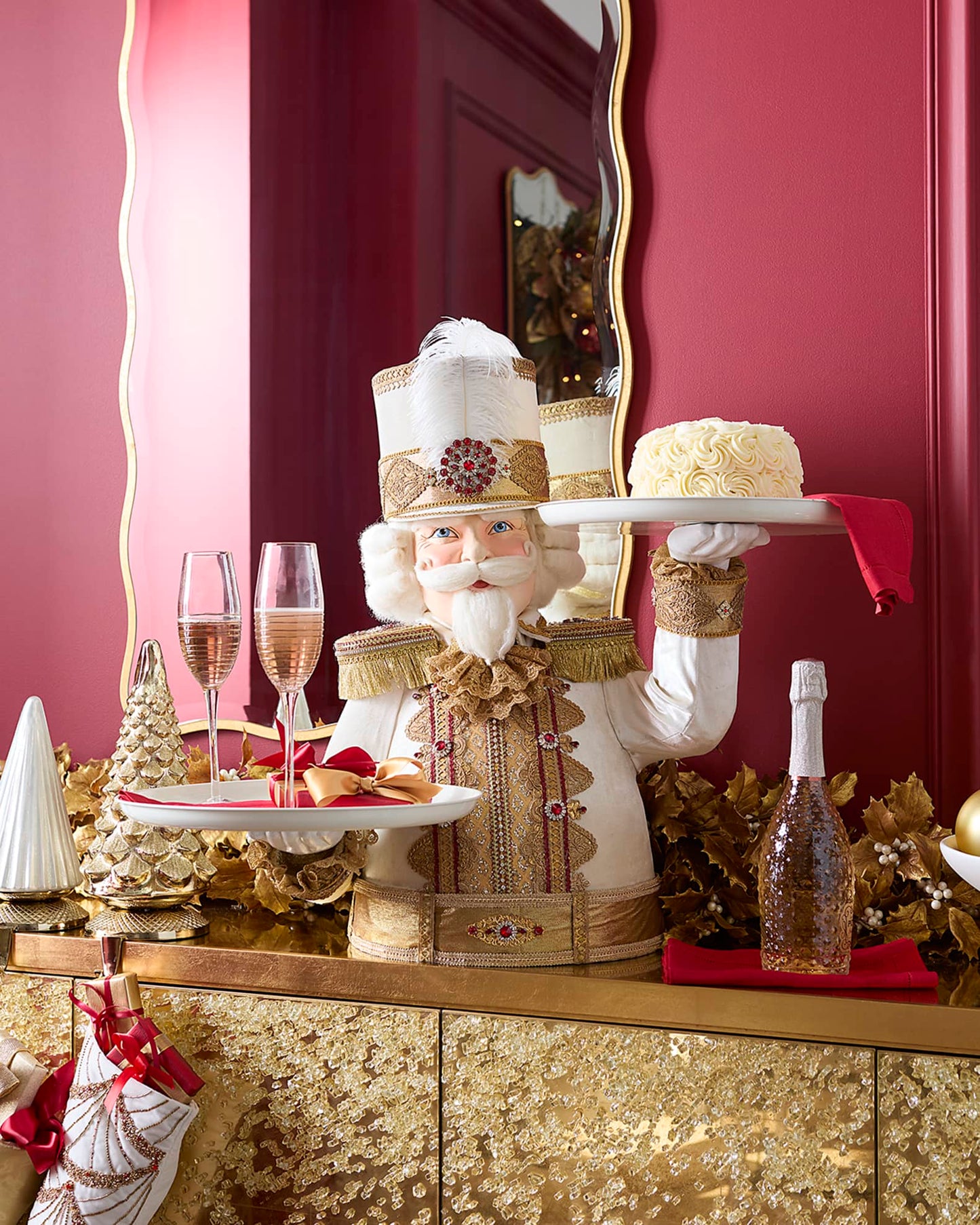 Gold Nutcracker Christmas Server, 27"