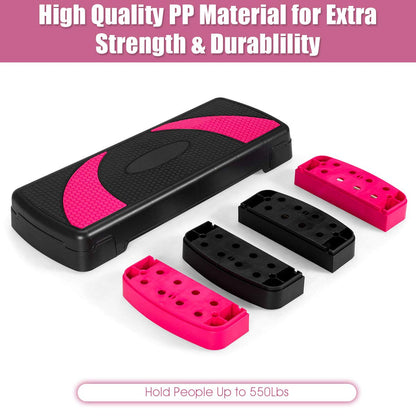 31 Aerobic Exercise Stepper Deck for Home Gym and Office (Black+Pink)