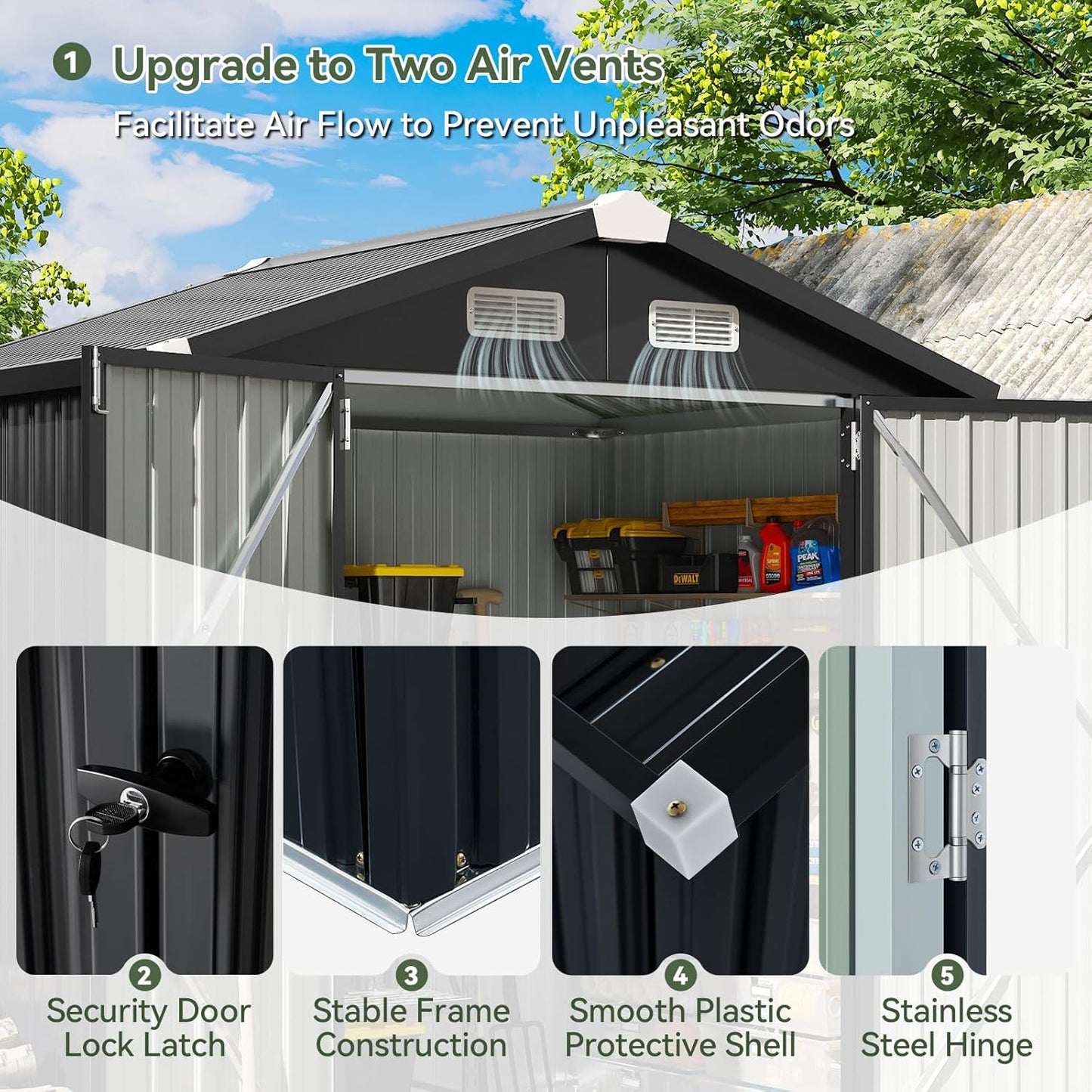 Metal Storage Shed House with Air Vent