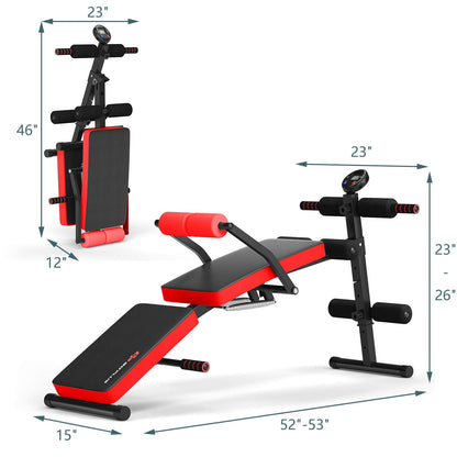6 in 1 Adjustable Sit Up Bench, Foldable Utility Weight Bench