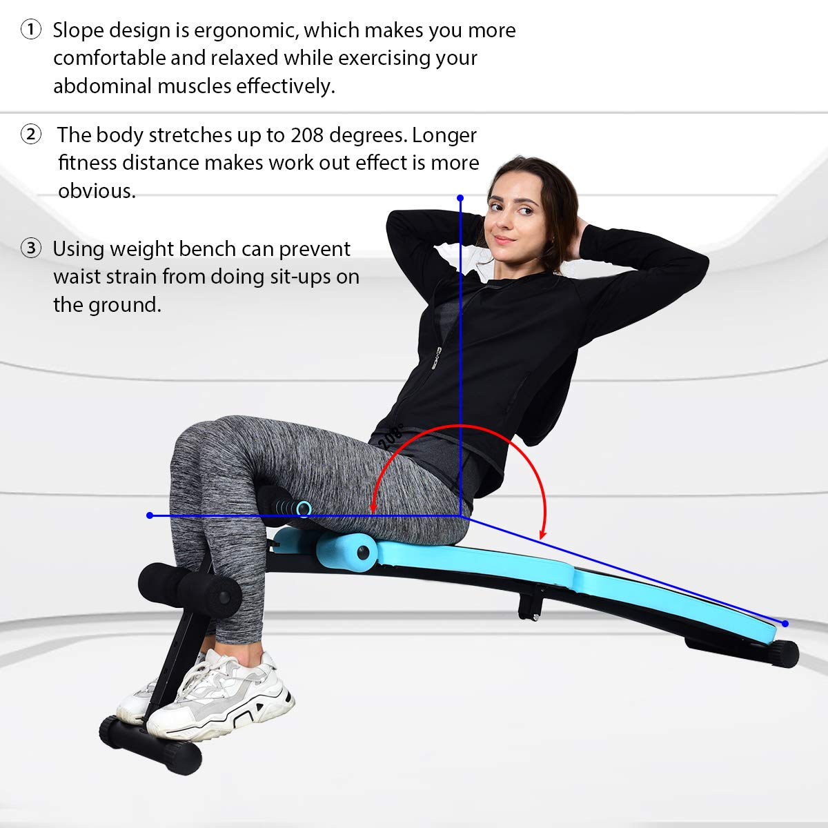 Sit Up Bench Adjustable, Foldable Abdominal Training Workout Slant Bench