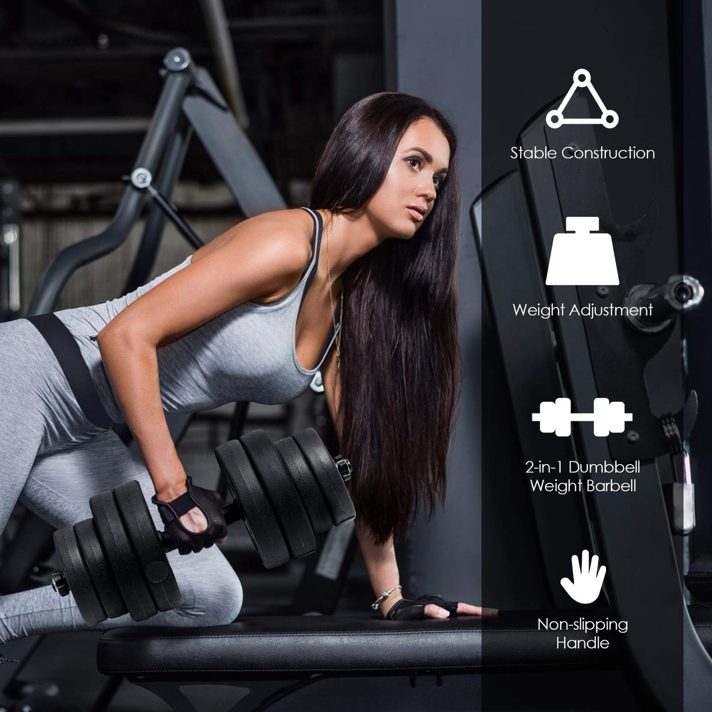 Adjustable Dumbbell Barbell Weight Pair 66 lbs