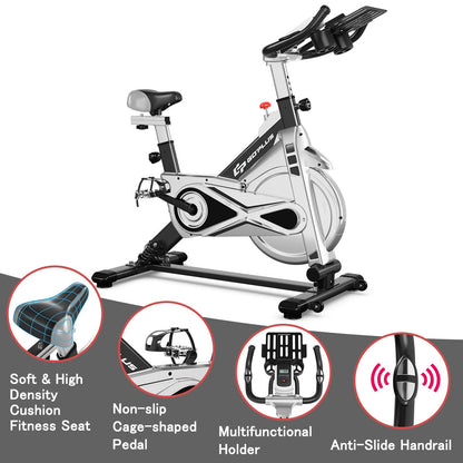 Adjustable Exercise Bike, Stationary Silent Bicycle with Dual-Spring Shock Absorption