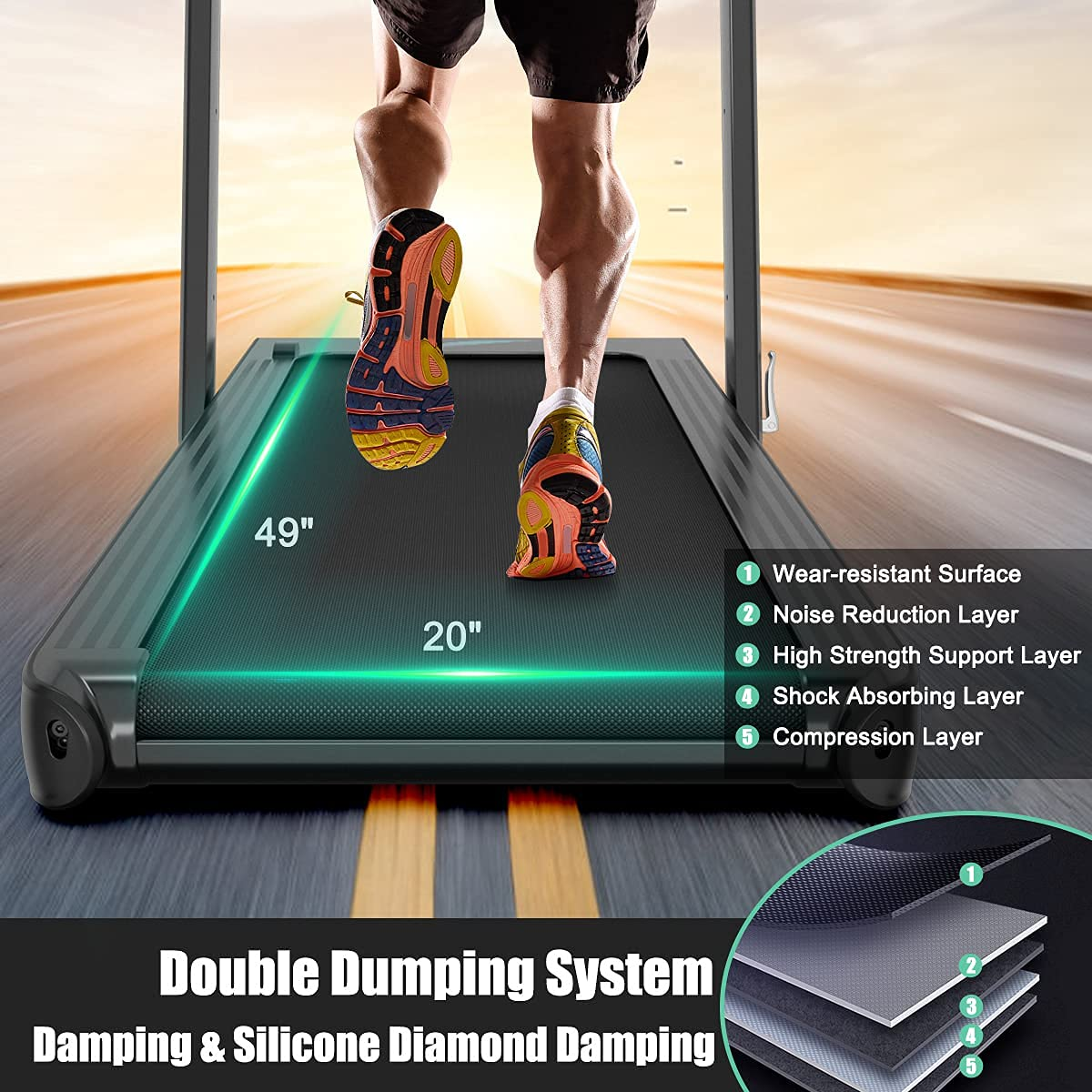 Goplus 2 in 1 Folding Treadmill, 4.75HP Superfit Under Desk Electric Treadmill with APP Control