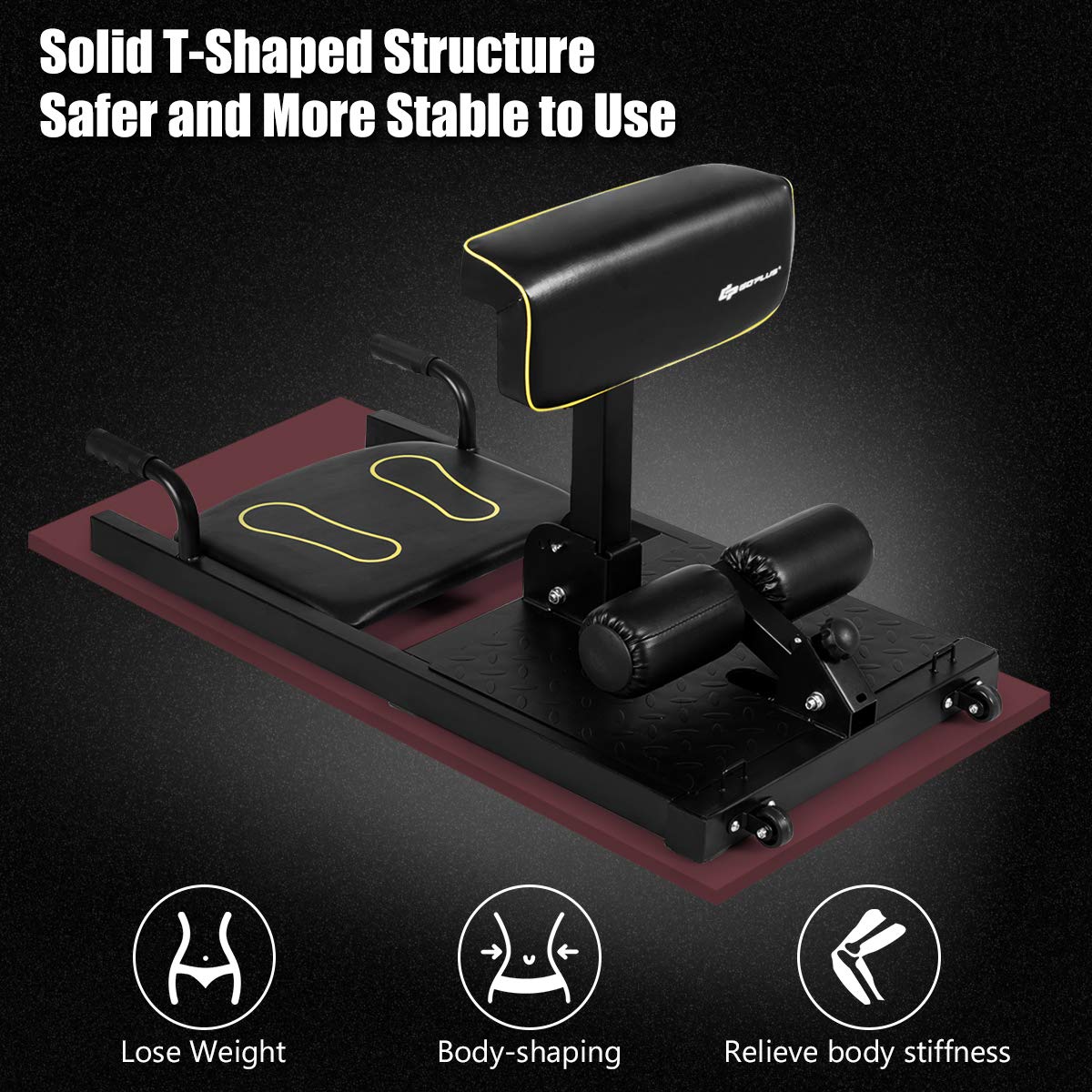 Goplus Deep Squat Machine, 8-in-1 Sissy Squat Fitness Equipment Functional Core