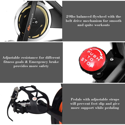 Indoor Cycling Bike, Stationary Bicycle with Flywheel and LCD Display