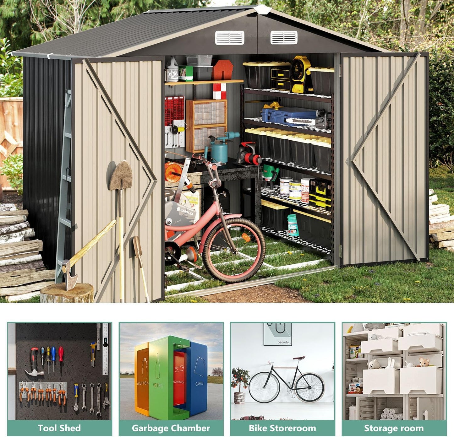 Metal Storage Shed House with Air Vent