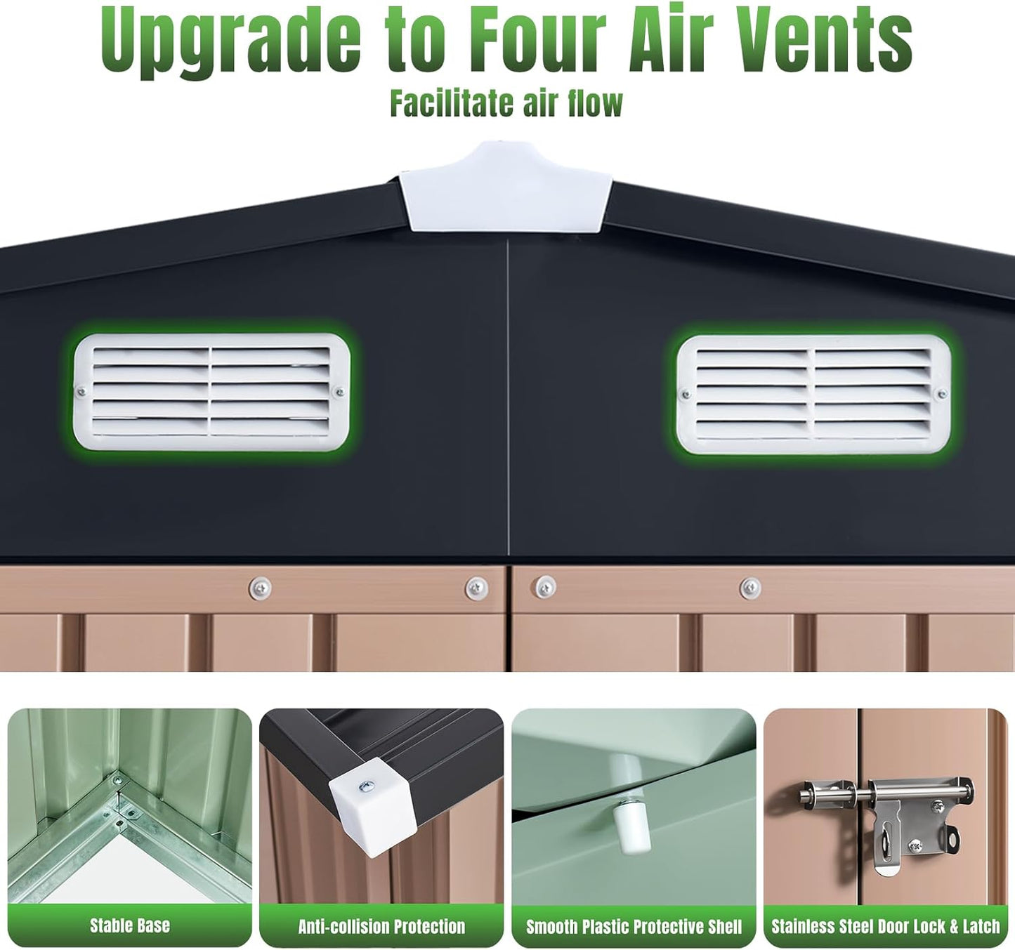 Metal Storage Shed House with Air Vent