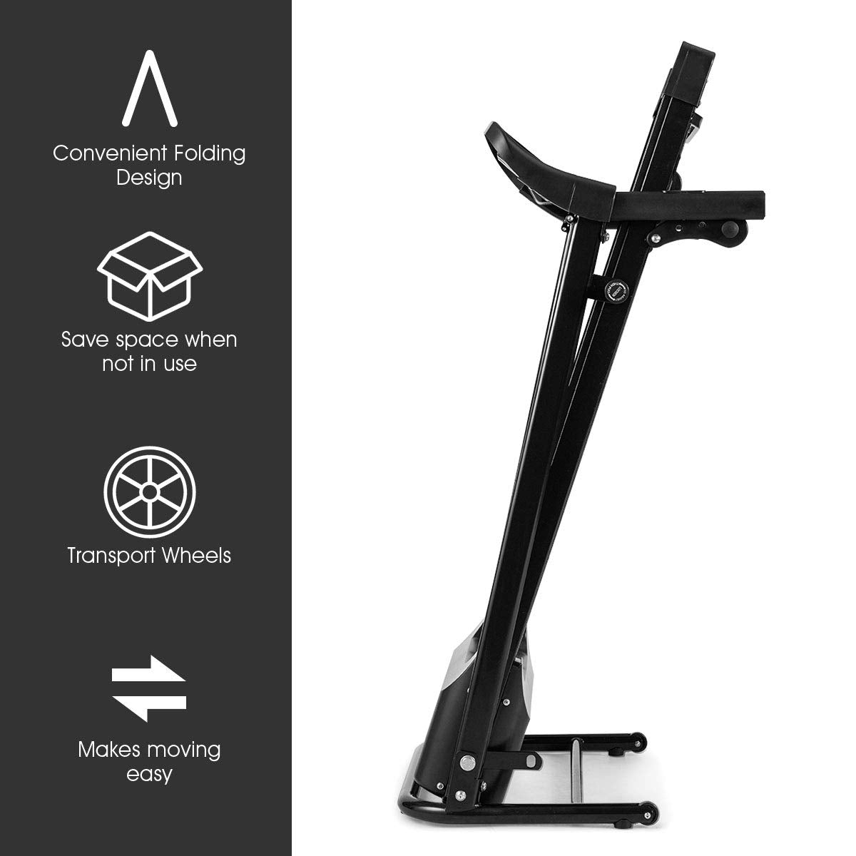 Electric Folding Treadmill, Adjustable Incline and Low Noise Design