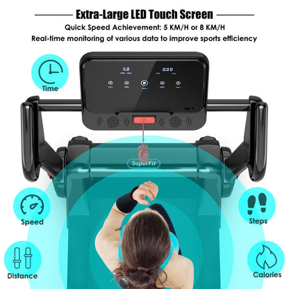 2.25HP Electric Folding Treadmill, Installation-Free Design with 8-Stage Damping System