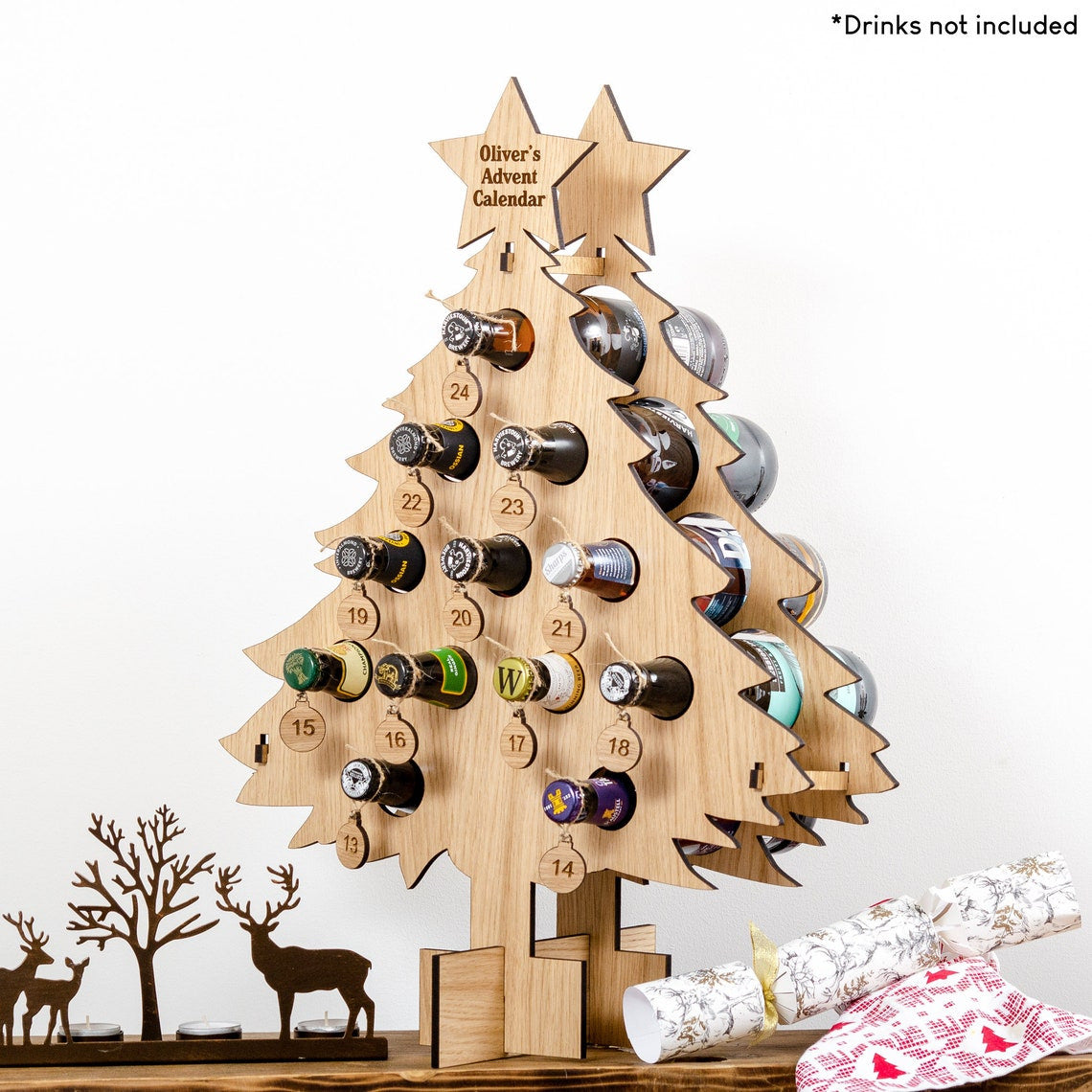 🎄CHRISTMAS Wooden Mini Tree Alcohol Advent Calendar holder