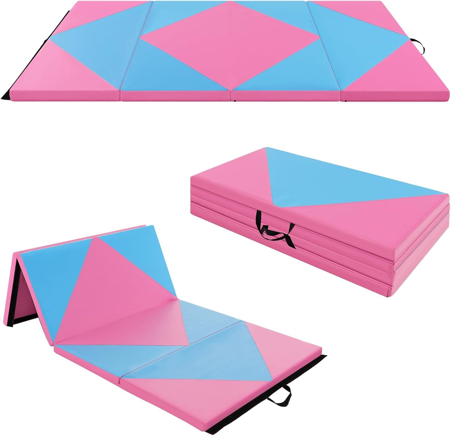 Goplus 8' x 4' x 2 Folding Tumbling Mat with Carry Handles Hook & Loop Fasteners