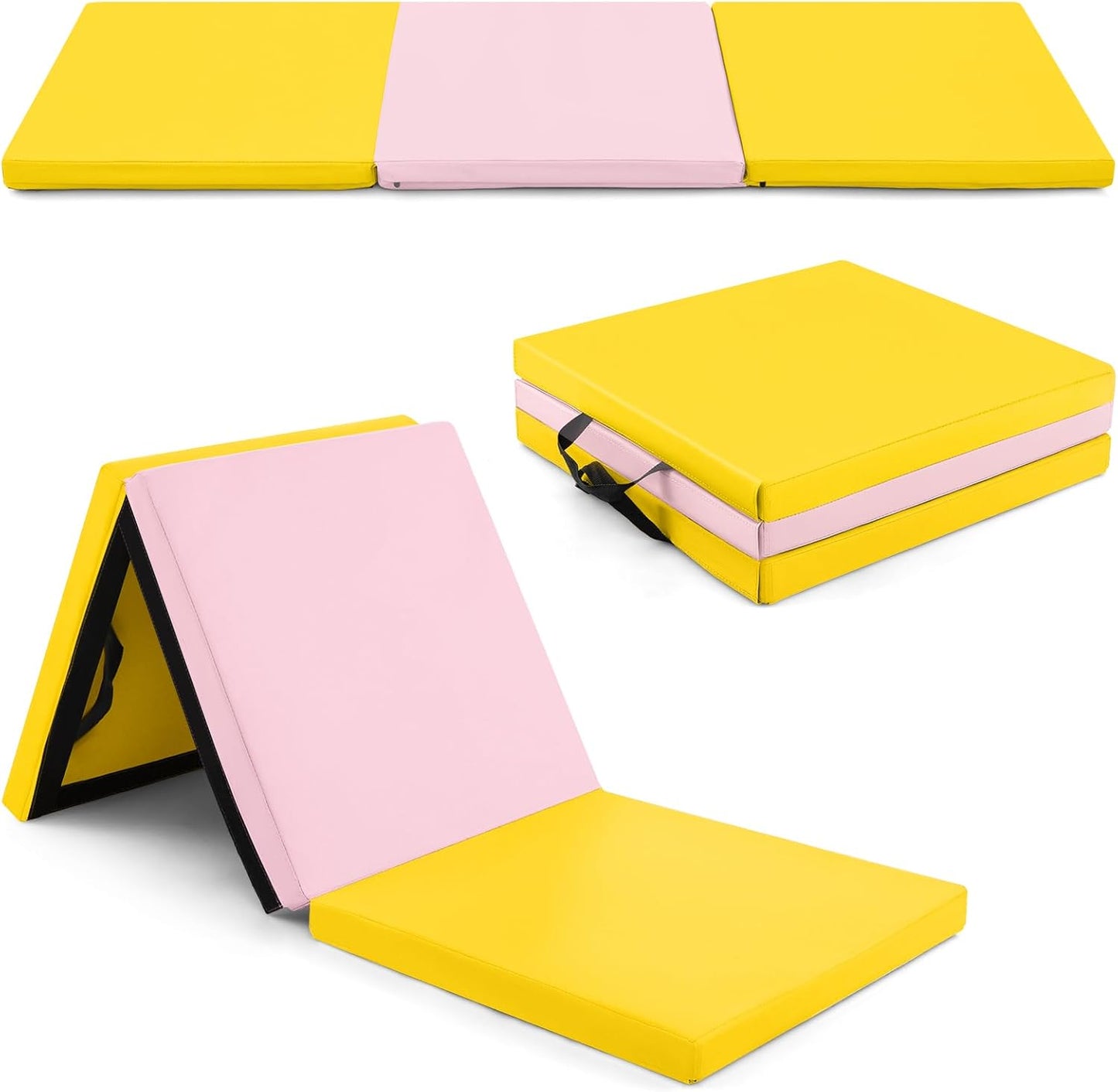 Goplus 6¡¯ x 2¡¯ x 2 Thick Tri-Fold Exercise Tumbling Mat w/Carrying Handles