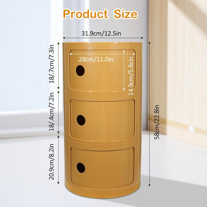 Round Bedside Table, Compact Storage Cabinet, No Assembly Required