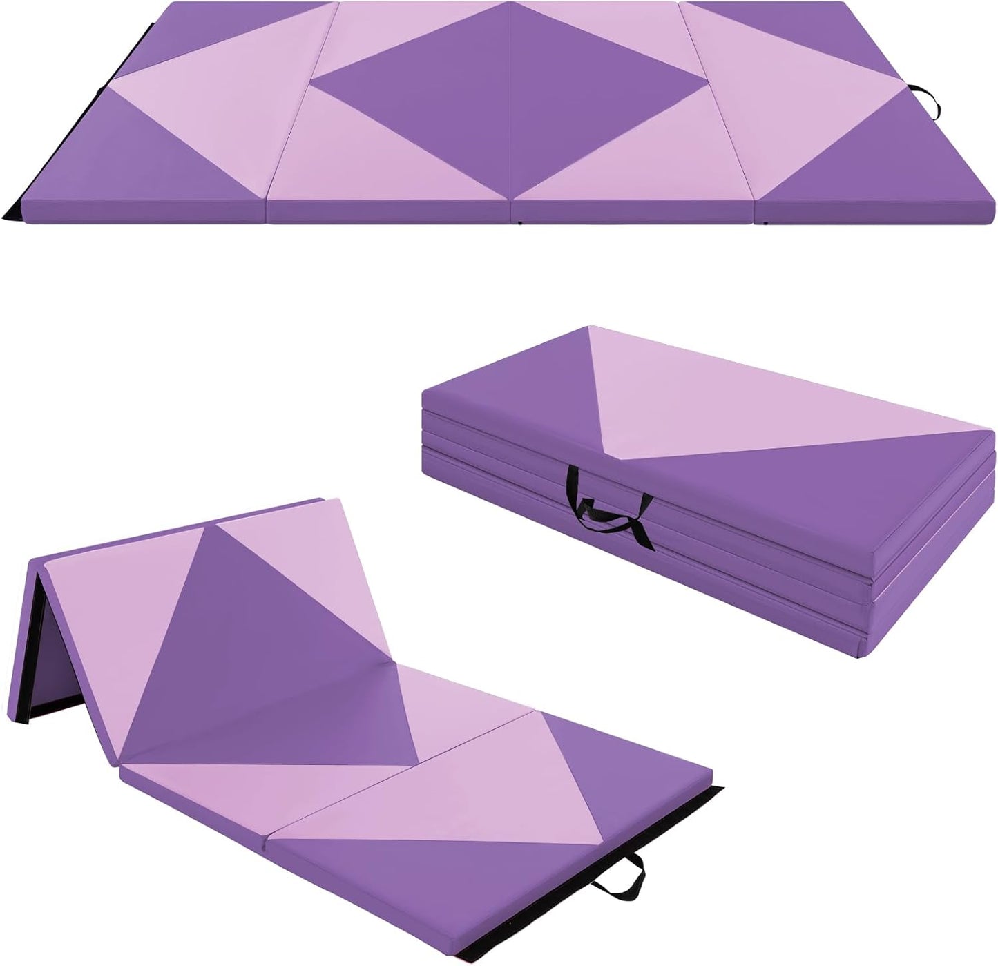 Goplus 8' x 4' x 2 Folding Tumbling Mat with Carry Handles Hook & Loop Fasteners