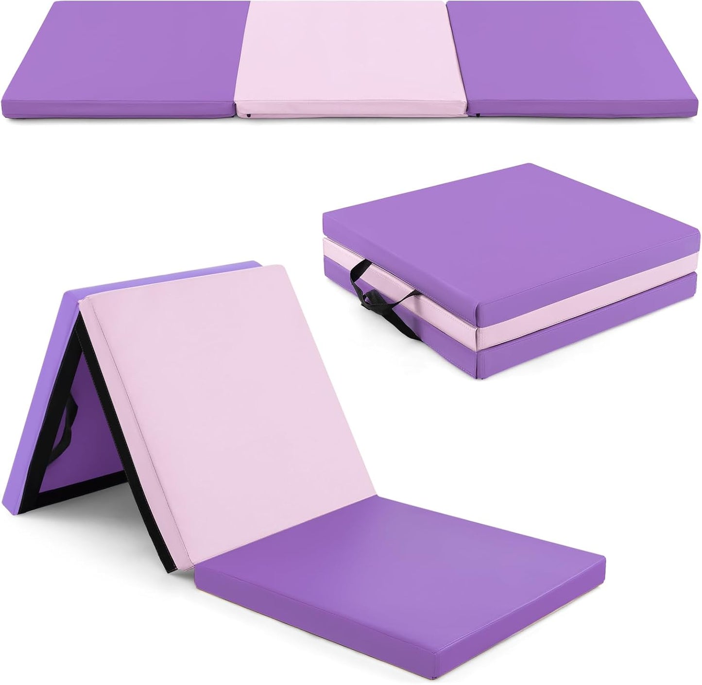 Goplus 6¡¯ x 2¡¯ x 2 Thick Tri-Fold Exercise Tumbling Mat w/Carrying Handles