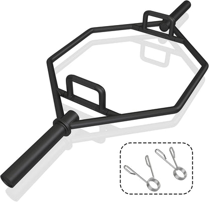 56 Olympic Hex Bar, Foldable Barbell Trap Bar with Knurled Handles