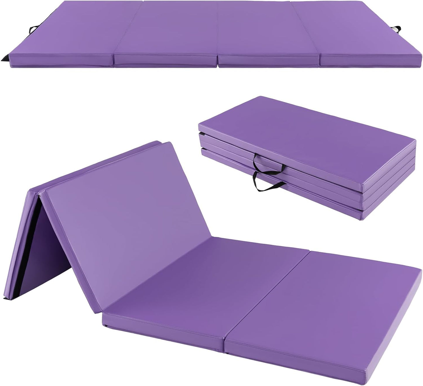 Goplus 8' x 4' x 2 Gymnastics Mat, Folding Tumbling Mat with Carry Handles, Hook & Loop Fasteners