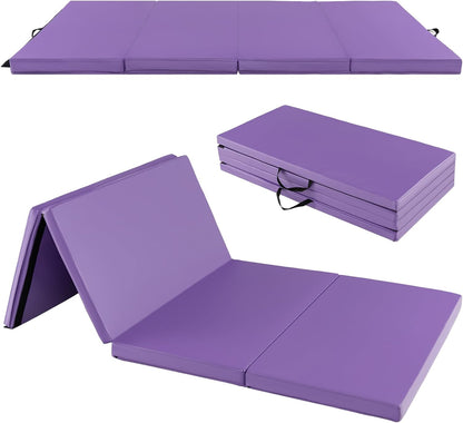 Goplus 8' x 4' x 2 Gymnastics Mat, Folding Tumbling Mat with Carry Handles, Hook & Loop Fasteners