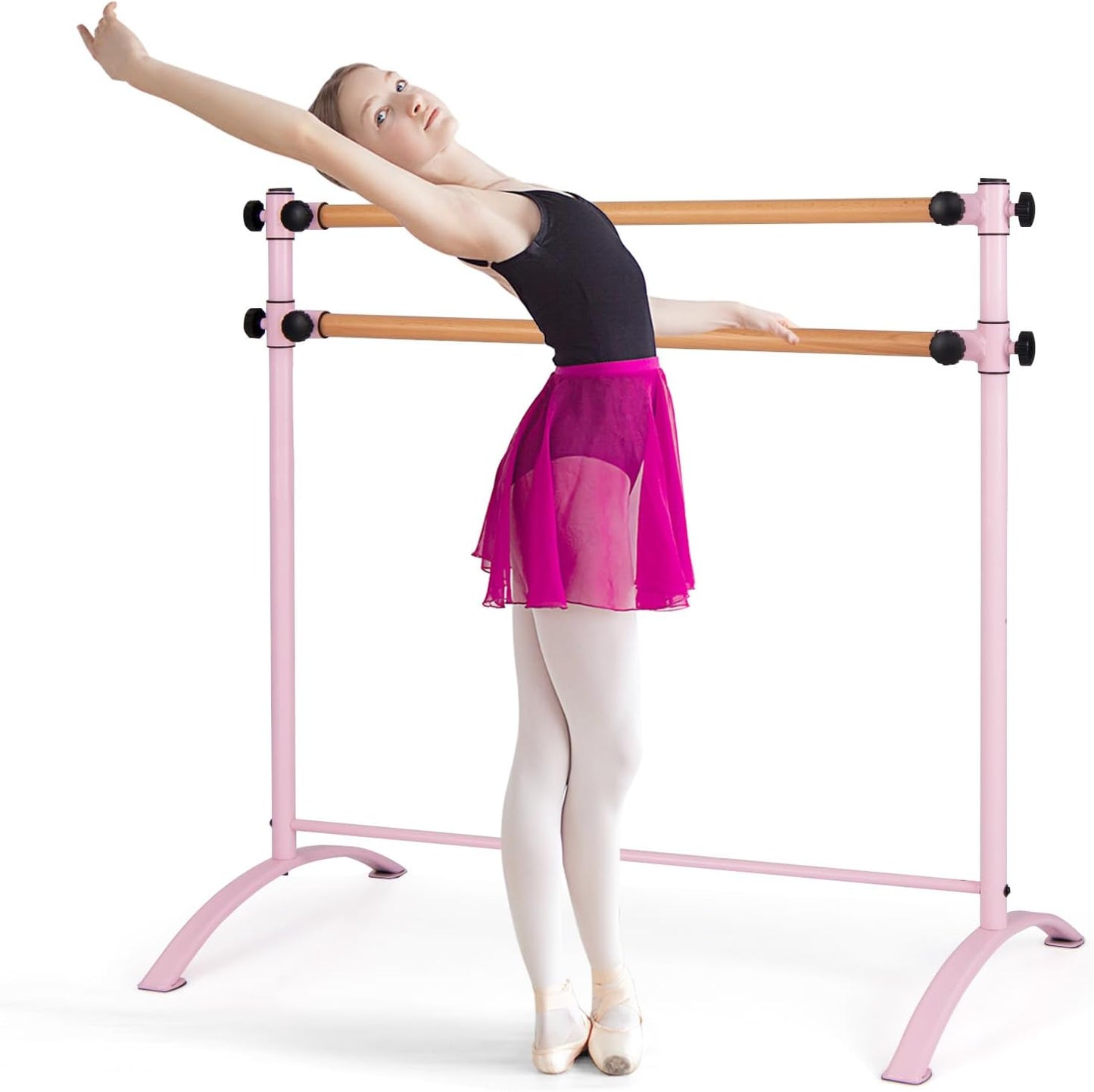 Goplus 4 FT Portable Ballet Barre, 46 Freestanding Adjustable Double Ballet Bar with Anti-Slip Base