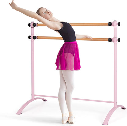 Goplus 4 FT Portable Ballet Barre, 46 Freestanding Adjustable Double Ballet Bar with Anti-Slip Base