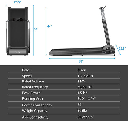 3.0HP Folding Treadmill, Foldable Superfit Treadmill