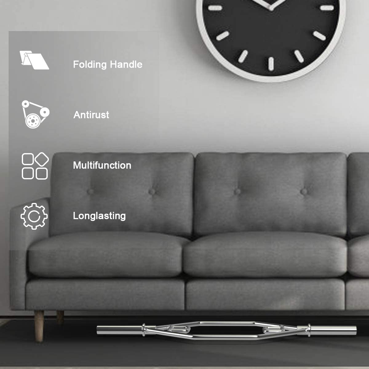 Folding Trap Bar 56 Chrome Finish Hex Weight Lifting Bar Deadlift Bar with Two-Handle