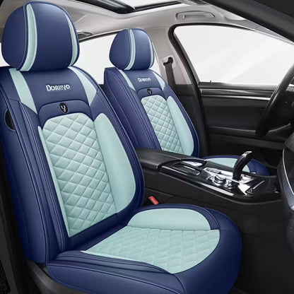 [Stylish Car Seat Cover] DENEGO Quilted Car Seat Cover | Cartoon Design, Full Coverage, Faux Leather & Mesh Fabric, 1 Seat/Five Seat Option, Stylish & Comfortable, Luxury