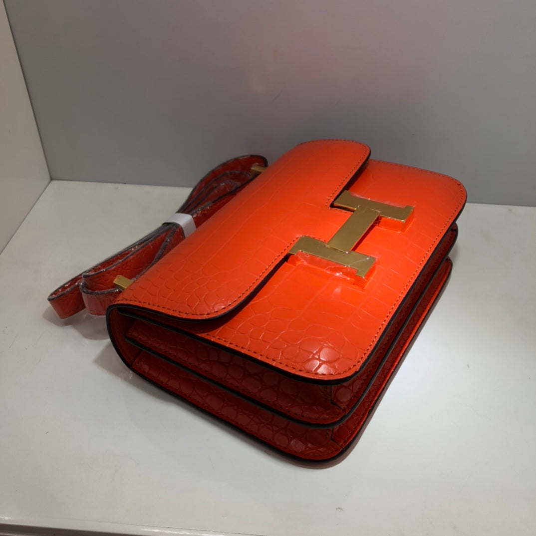 Hermes Goyard Constance Crocodile Leather Pattern Cross Body Bag