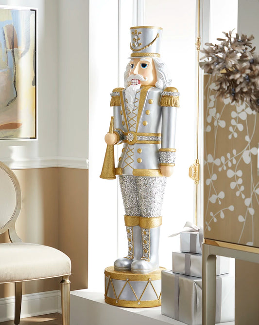 Life-Size Silver & Gold Christmas Nutcracker, 60"
