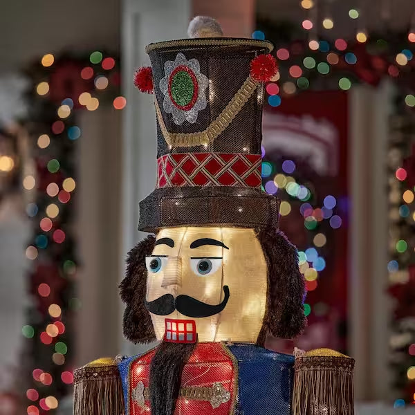 6 ft. Warm White LED Nutcracker Playing Drum Holiday Yard Decoration