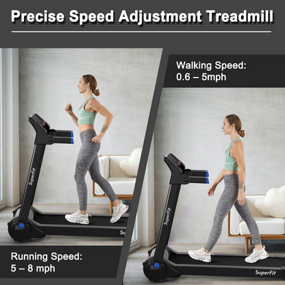 Goplus 3HP Electric Folding Treadmill, with APP Control, Bluetooth Speaker and HD Touch Screen