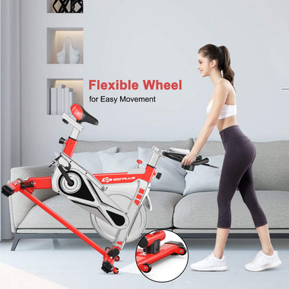 Adjustable Exercise Bike, Stationary Silent Bicycle with Dual-Spring Shock Absorption