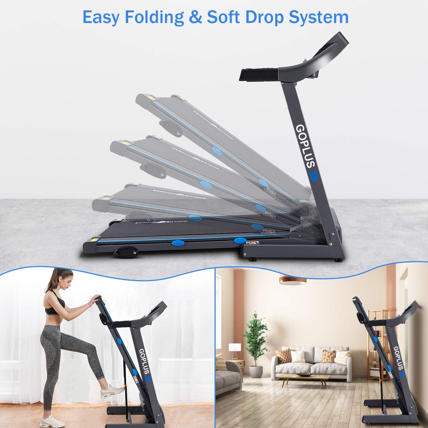 2.25HP Folding Treadmill with Incline, Superfit Electric Treadmill