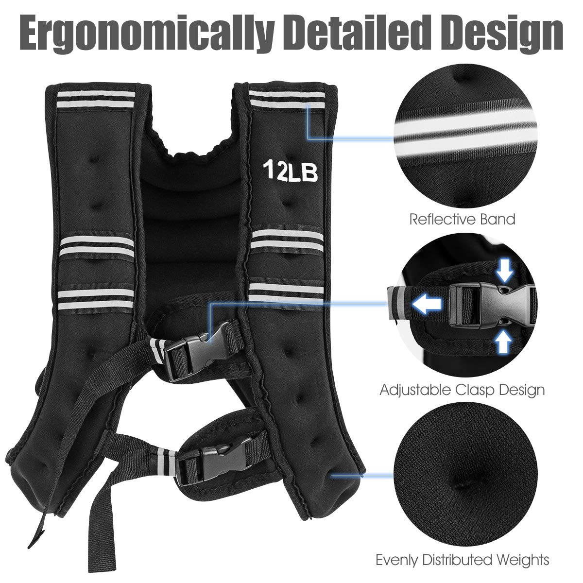 Adjustable Weighted Vest, 12lb/20lbWeight Vest Workout Equipment