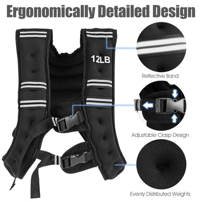 Adjustable Weighted Vest, 12lb/20lbWeight Vest Workout Equipment