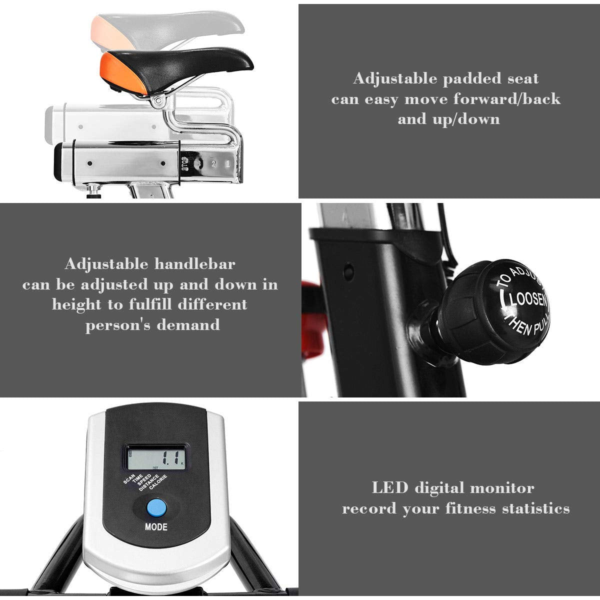 Indoor Cycling Bike, Stationary Bicycle with Flywheel and LCD Display