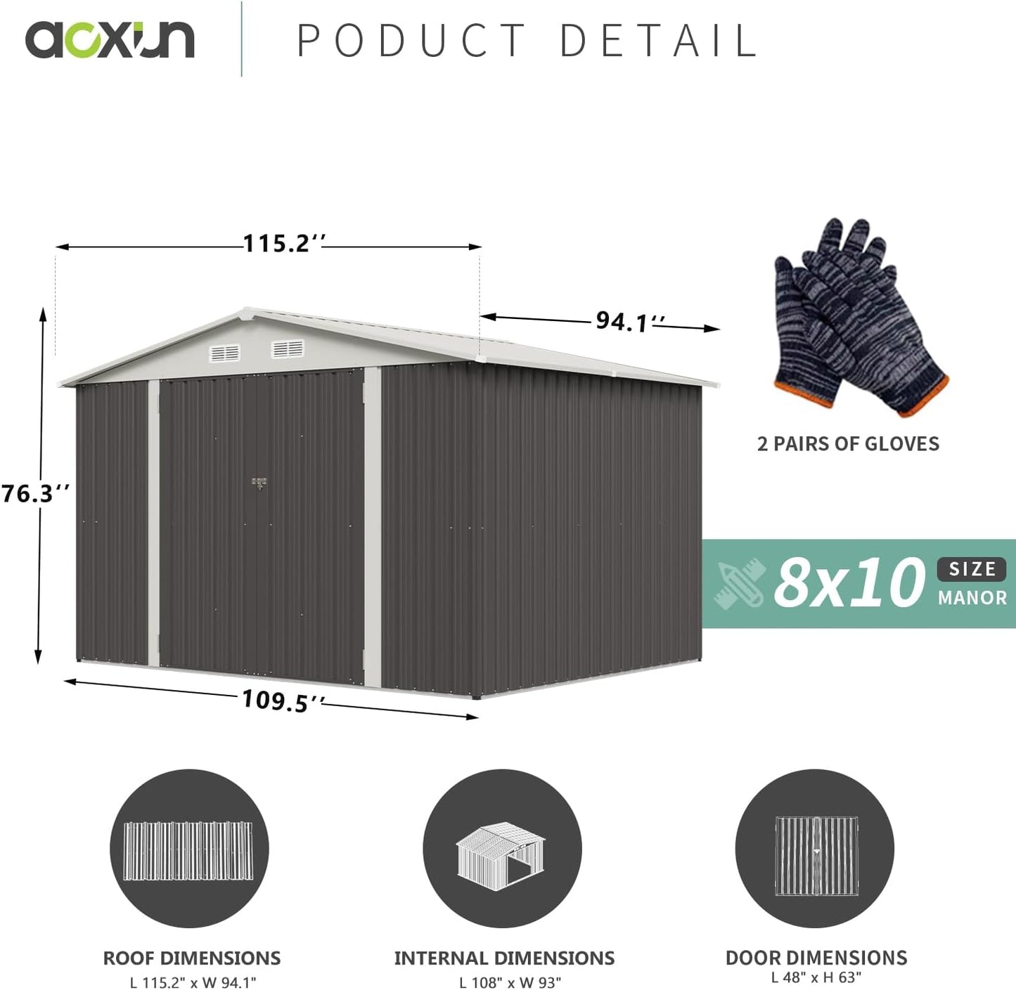 Metal Storage Shed House with Air Vent