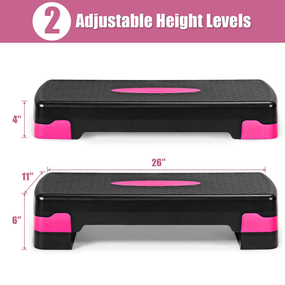 Step Platform, 26 Adjustable Aerobic Exercise Step Deck