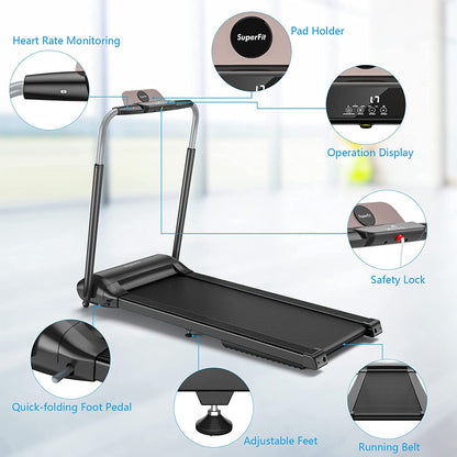 3.0HP Folding Treadmill, Foldable Superfit Treadmill