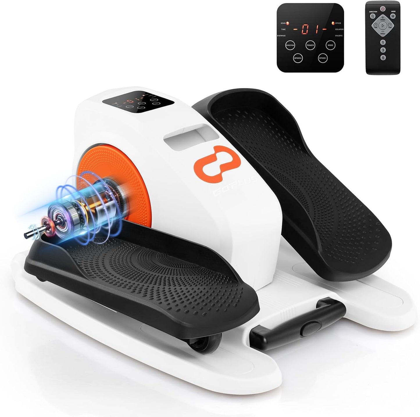 Goplus Under Desk Elliptical Machine, Electric Seated Pedal Exerciser with LED Display Monitor