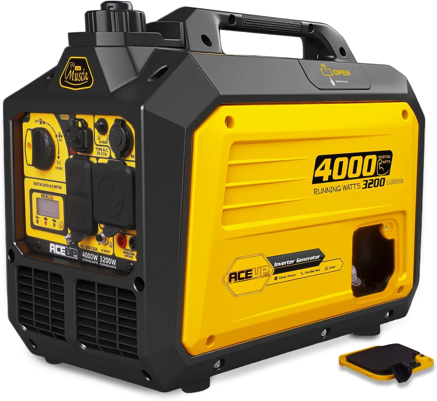 Aceup Energy 4000 Watt Portable Inverter Generator, Gas Powered Generator Quiet for Home, RV-Ready, EPA Compliant