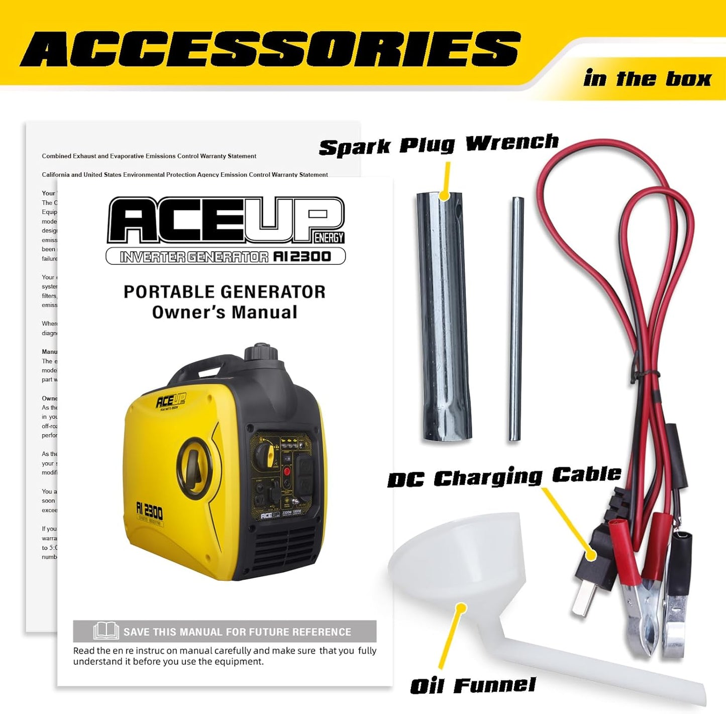 Aceup Energy 4000 Watt Portable Inverter Generator, Gas Powered Generator Quiet for Home, RV-Ready, EPA Compliant