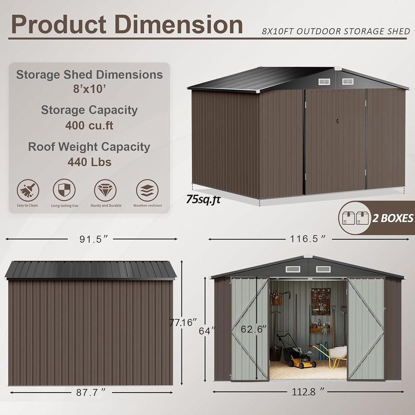 Metal Storage Shed House with Air Vent