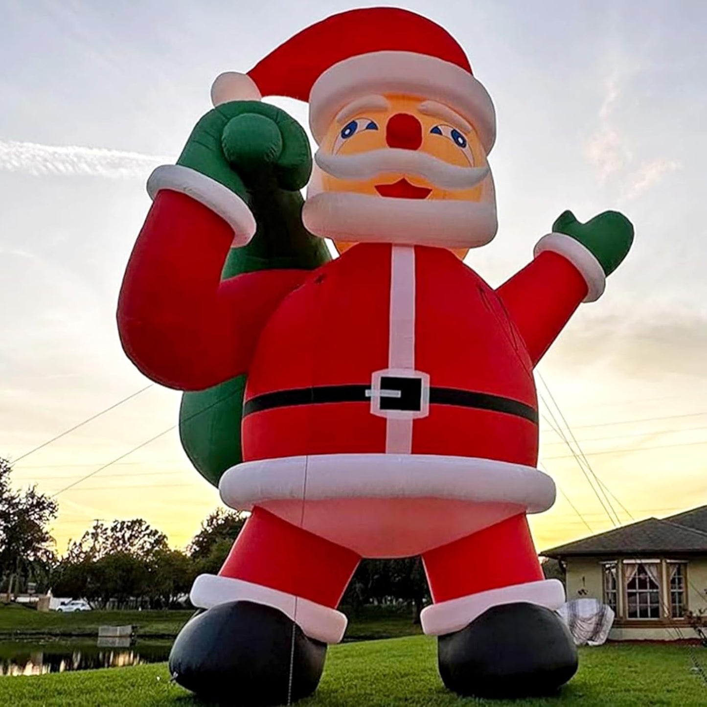 Giant 20-40Ft Inflatable Santa Claus with Blower, Outdoor Christmas Yard Decoration