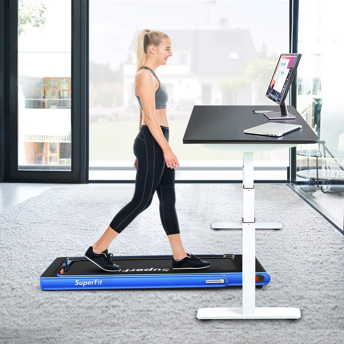 Goplus 2 in 1 Under Desk Treadmill, 2.25HP Superfit Folding Treadmills for Home Office w/Smart APP